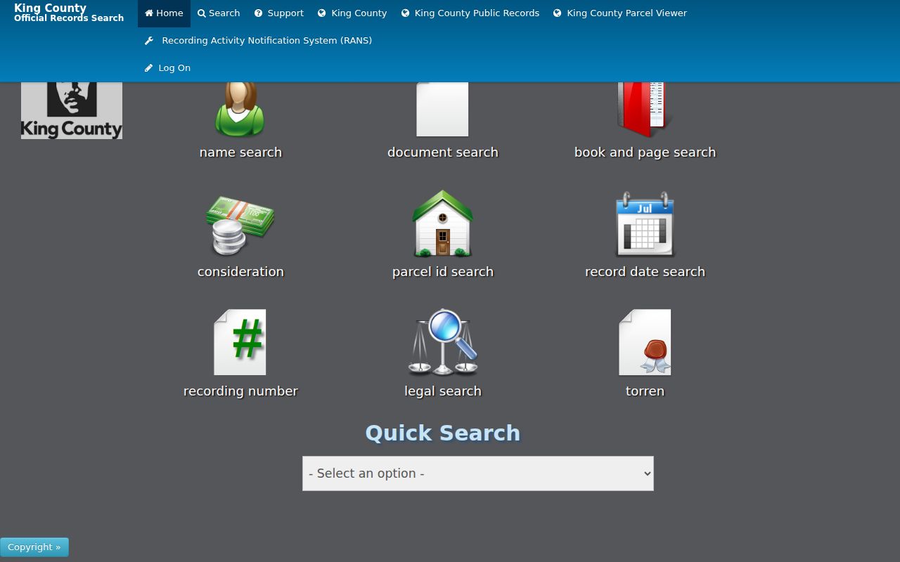 Landmark Web parcel ID and party search routes for Des Moines deeds