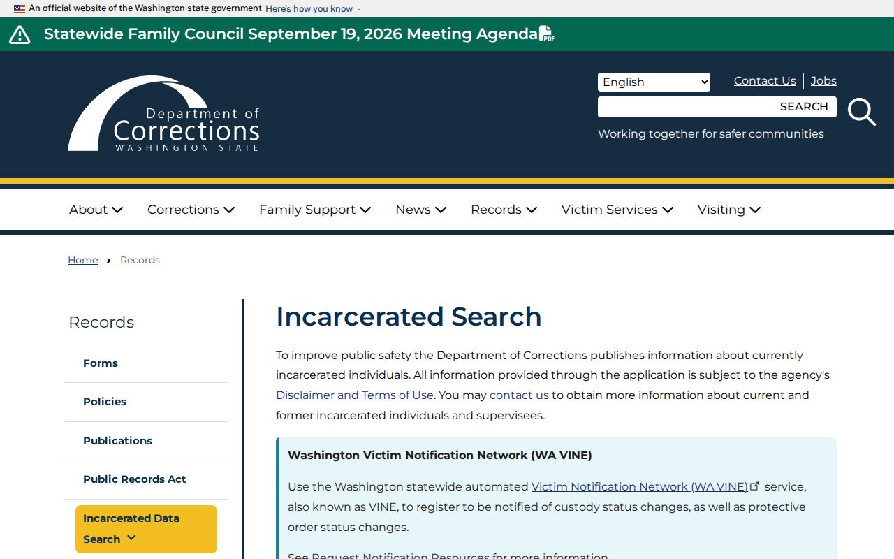 Des Moines resident lookup through Washington DOC inmate search